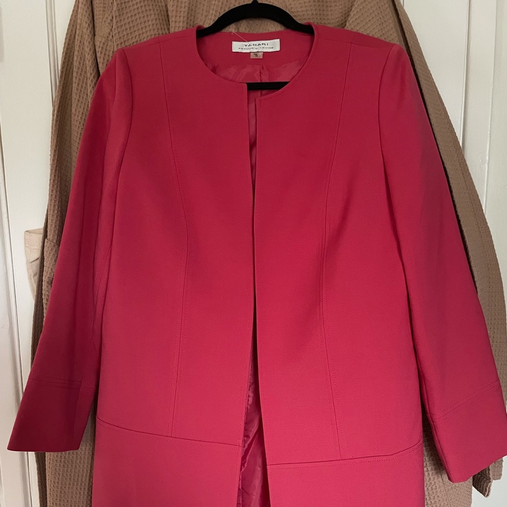 Tahari hot pink long blazer jacket